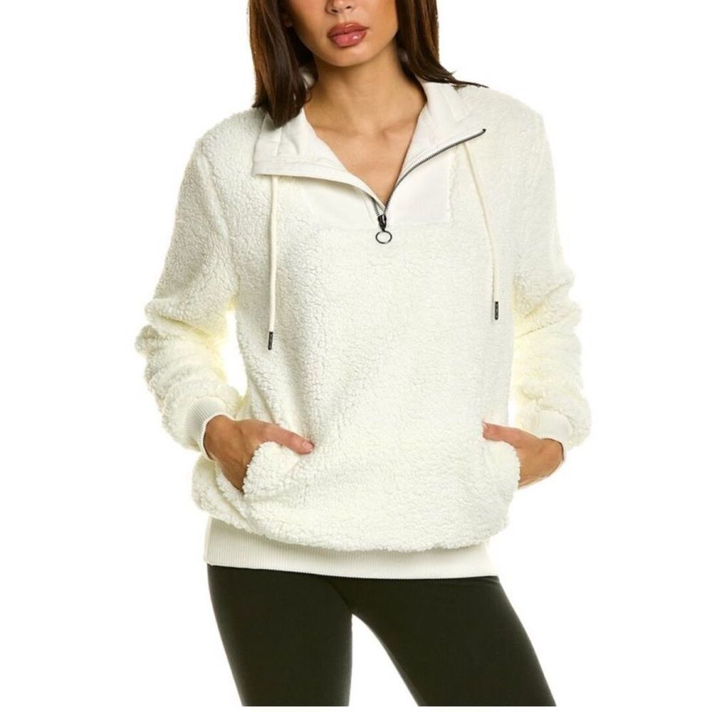 Sweaty Betty Sherpa Half Zip Sweatshirt Women’s Size 12 XL White Ivory